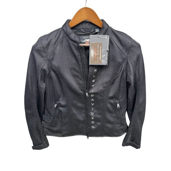 Harley-Davidson Womens Black Mesh Riding Jacket With Zipper Closures & Adjustabl - Picture 1 of 4